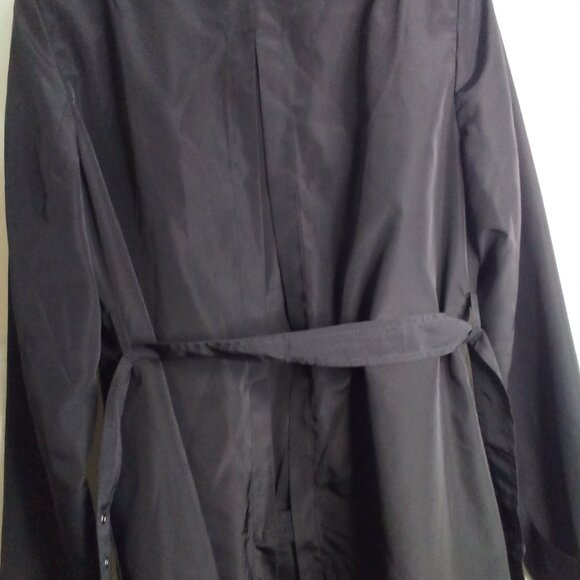 The Limited Jacket Trench Coat Women M Ruffle Belt Pockets Hidden Buttons Black - Picture 15 of 15